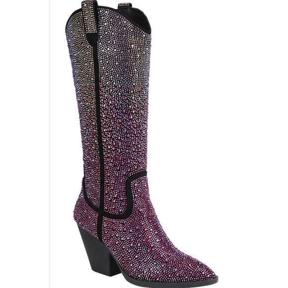 NWOB FOREVER OMBRE RHINESTONE DISCO WESTERN COWGIRL BOOTS -VARIETY - Picture 1 of 8